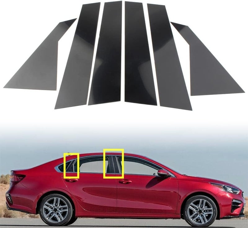 Three T Car Auto Side Door Window Pillar Posts Cover Trim for KIA Forte 2019 2020 2021 2022 2023 Sedan - Image 1